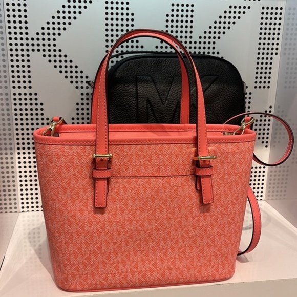 Michael Kors Jet Set Travel XS Carryall Tote Top Zip Tote Grapefruit - Picture 3 of 16